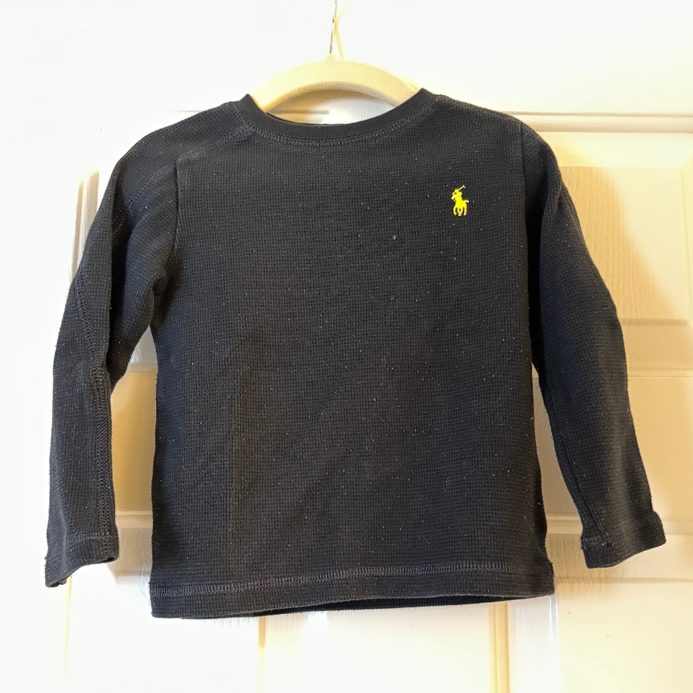 POLO Black Long Sleeve Waffle Shirt, SIZE 2T